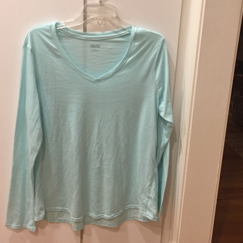 Zelos Long Sleeve V-Neck Top Cotton/Poly Large - NWT
